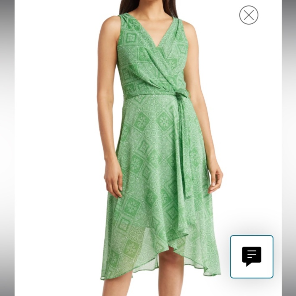 TOMMY HILFIGER Faux Wrap Patchwork Midi Dress